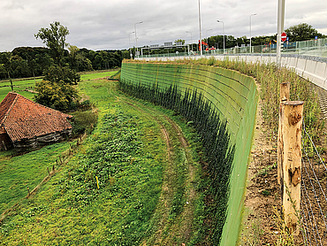 A steep embankment alongside a motorway