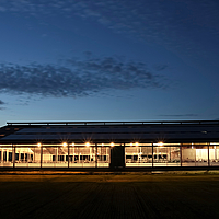 Lubratec LED lights on stable building
