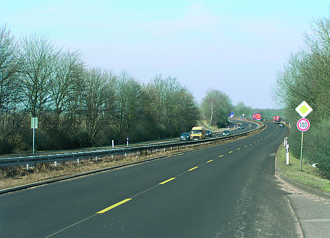 New junction on the A1 motorway with a new road surface