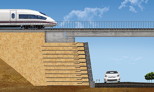 Reinforced Earth Bridge Abutments with Load Transfer Options Bridge abutments made of reinforced earth elements with load transfer options