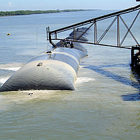Geosynthetics are filled for coastal protection