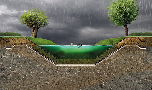 Reliable Waterproofing with Geosynthetic Clay Liners in Rainwater Retention Basins Rainwater retention basins: Reliable waterproofing with geosynthetic clay liners