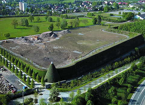 Aerial view of a 25-metre-high green cliff face