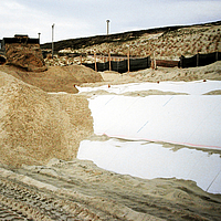 Stabilenka geofabric is used to secure a slope on a construction site