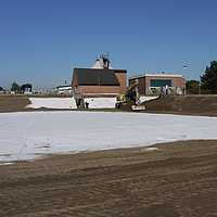 Tektoseal® Clay bentonite mat is partially covered with soil after installation