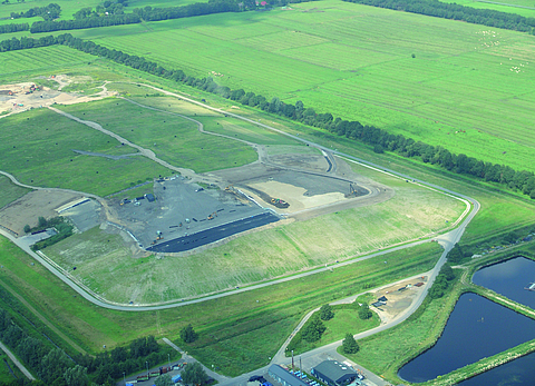 Aerial view of a landfill site under construction